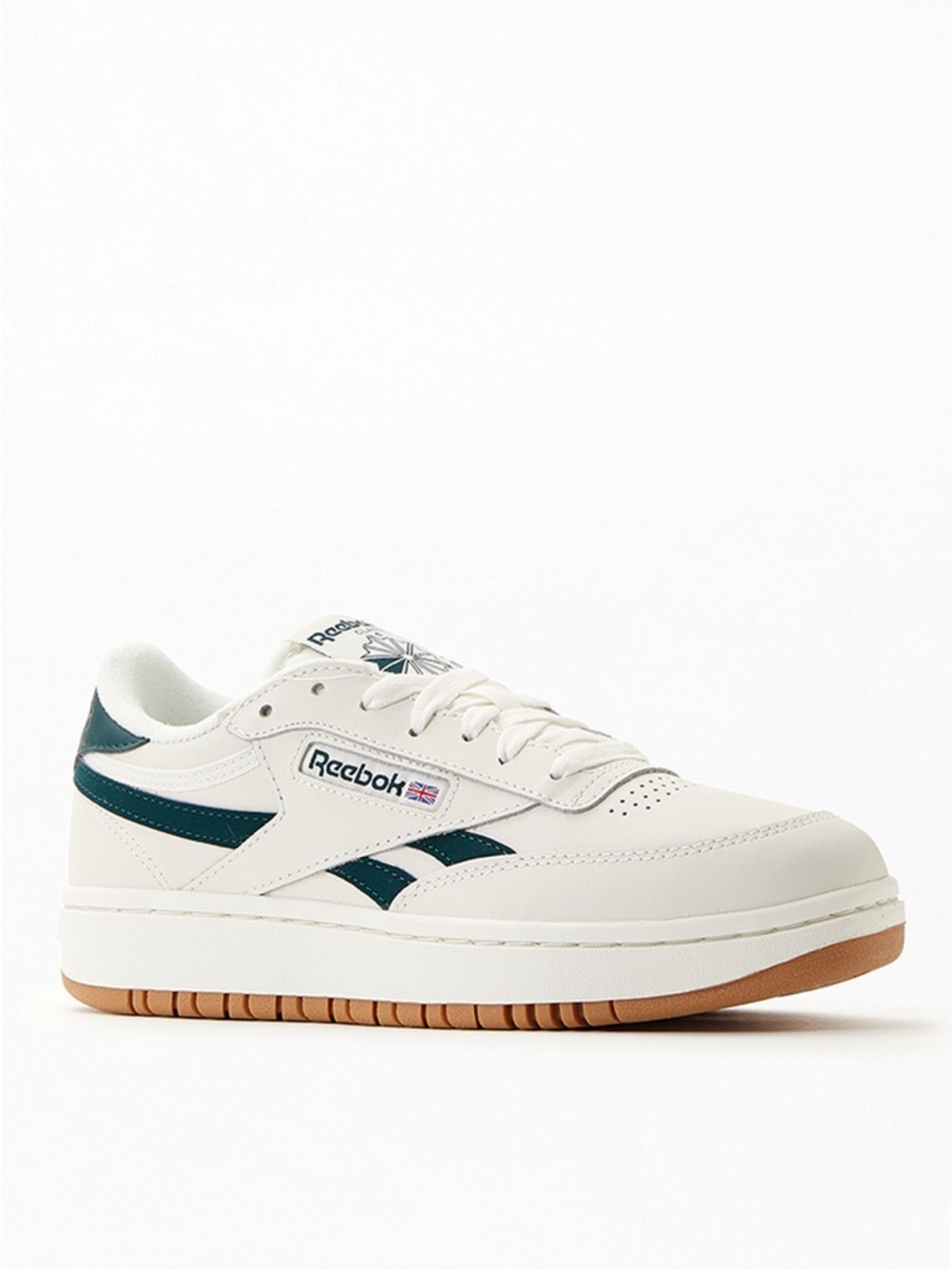 Reebok Women's White & Green Club C Double Pop Sneakers